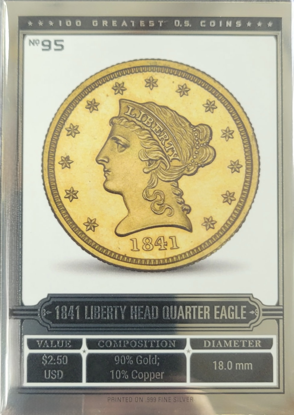 Card front — 1841 Liberty Head Quarter Eagle