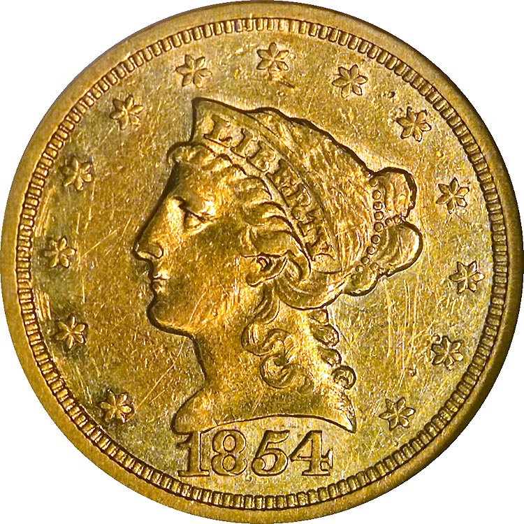 ml s1  93 1854 S Quarter Eagle